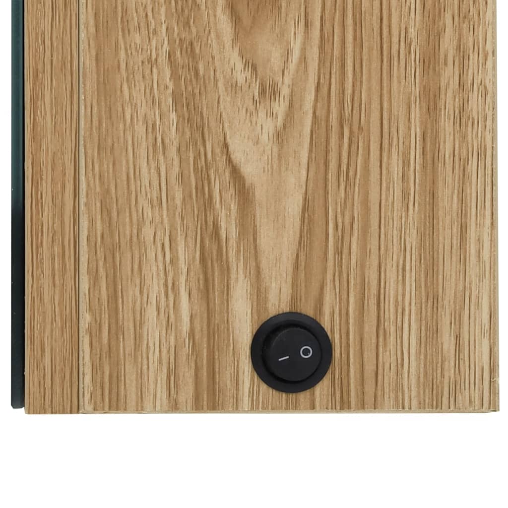 LED kupaonski ormarić s ogledalom boja hrasta 80 x 12 x 68 cm