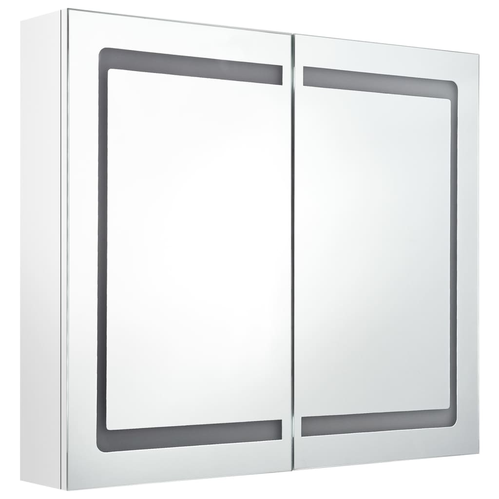 LED kupaonski ormarić s ogledalom sjajni bijeli 80 x 12 x 68 cm