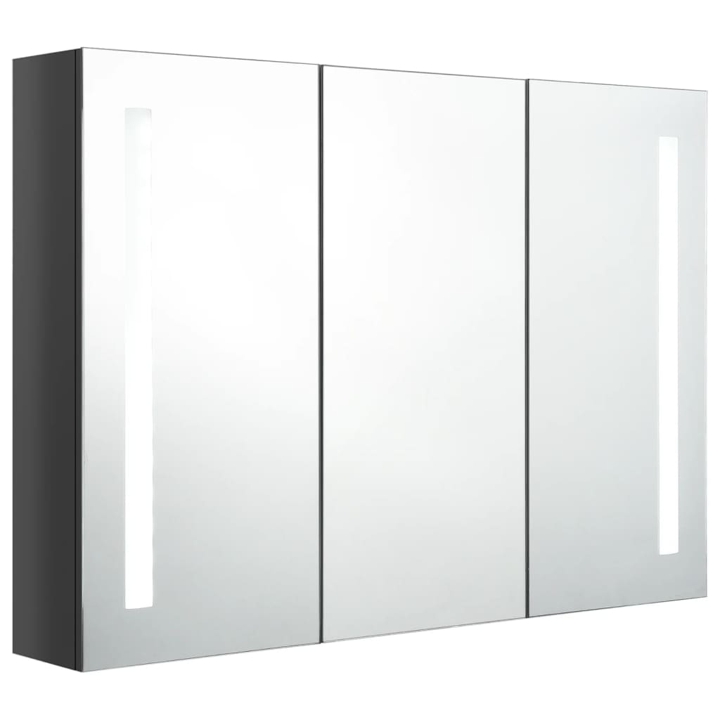 LED kupaonski ormarić s ogledalom 89 x 14 x 62 cm sjajni sivi