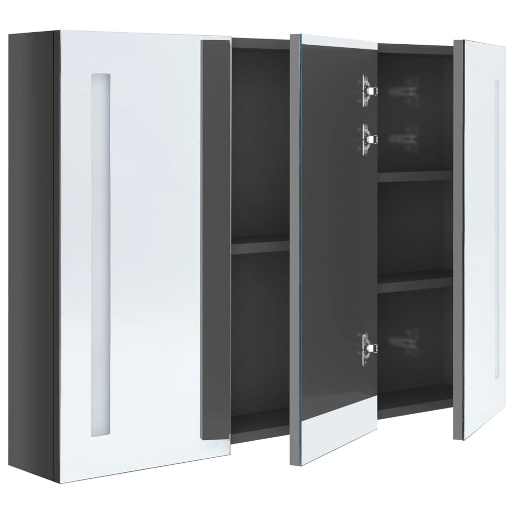 LED kupaonski ormarić s ogledalom 89 x 14 x 62 cm sjajni sivi