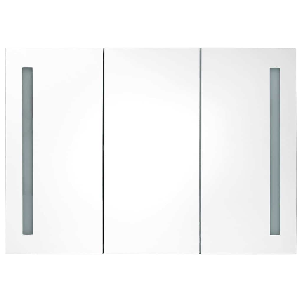 LED kupaonski ormarić s ogledalom 89x14x62 cm bijeli i hrast