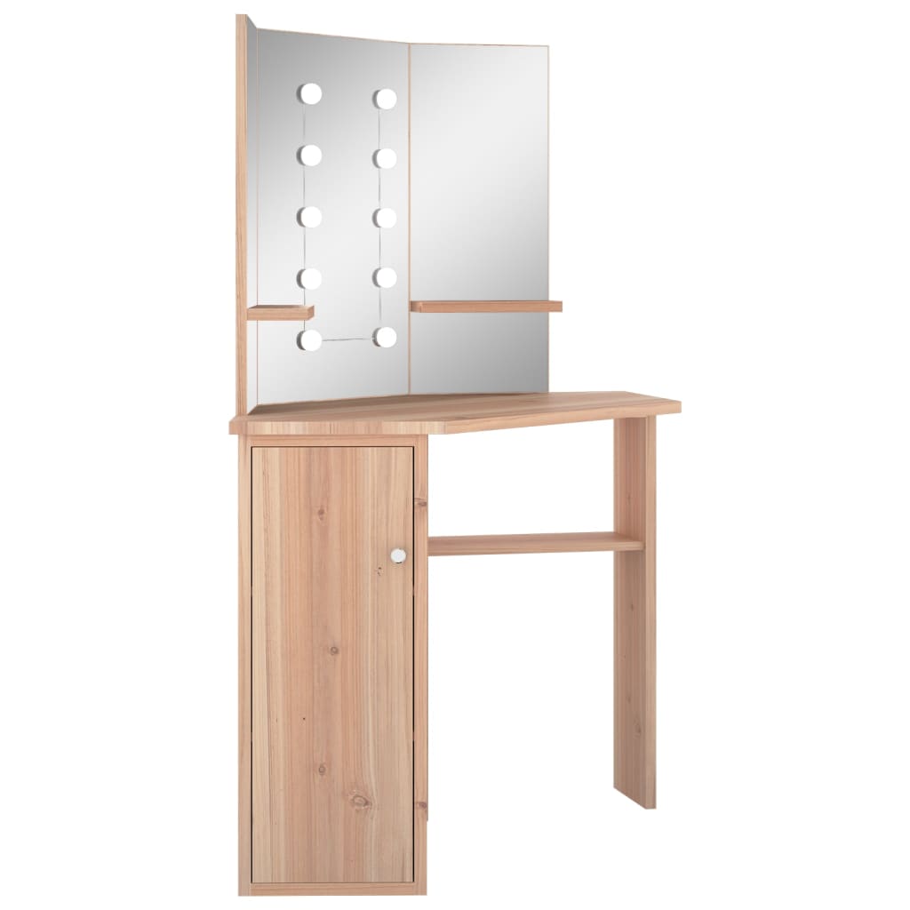 Kutni toaletni stolić LED boja hrasta 111 x 54 x 141,5 cm