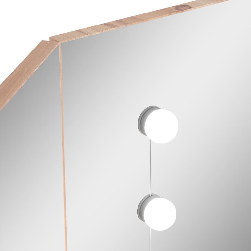 Kutni toaletni stolić LED boja hrasta 111 x 54 x 141,5 cm