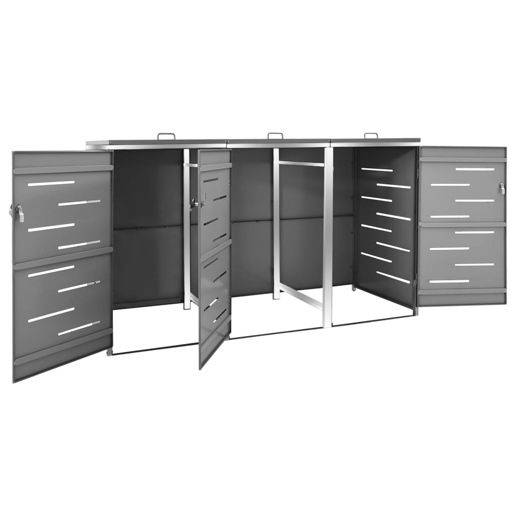 Spremište za tri kante za smeće 207 x 77,5 x 112,5 cm čelično