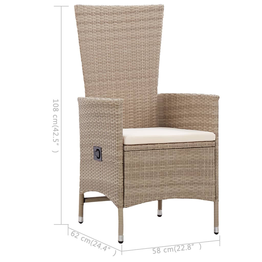 3-dijelni vrtni blagovaonski set bež