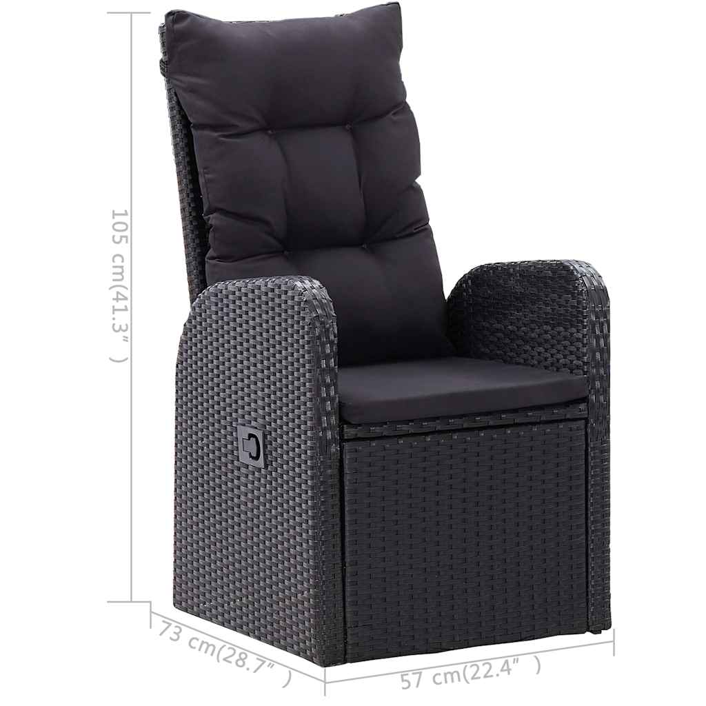 3-dijelni vrtni blagovaonski set crni