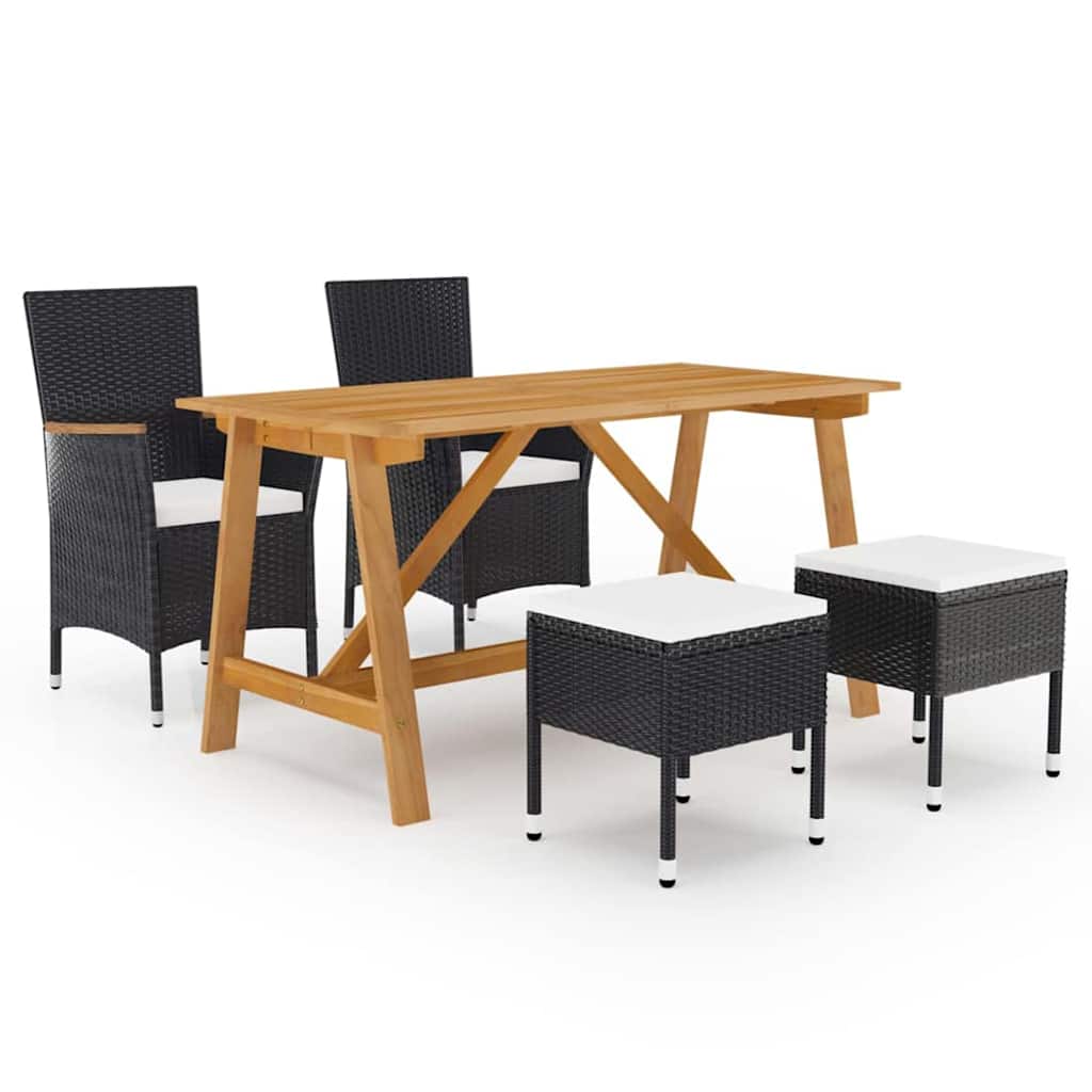 5-dijelni vrtni blagovaonski set crni Crna
