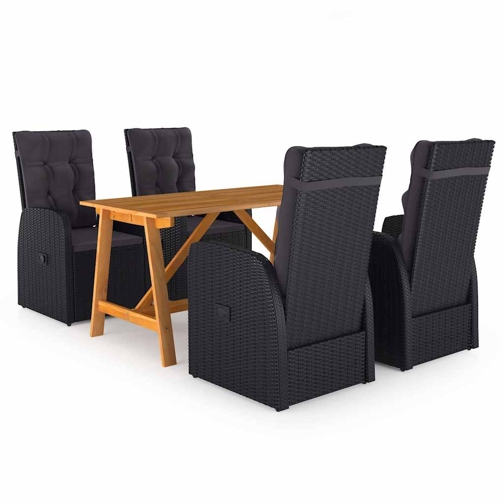 5-dijelni vrtni blagovaonski set crni