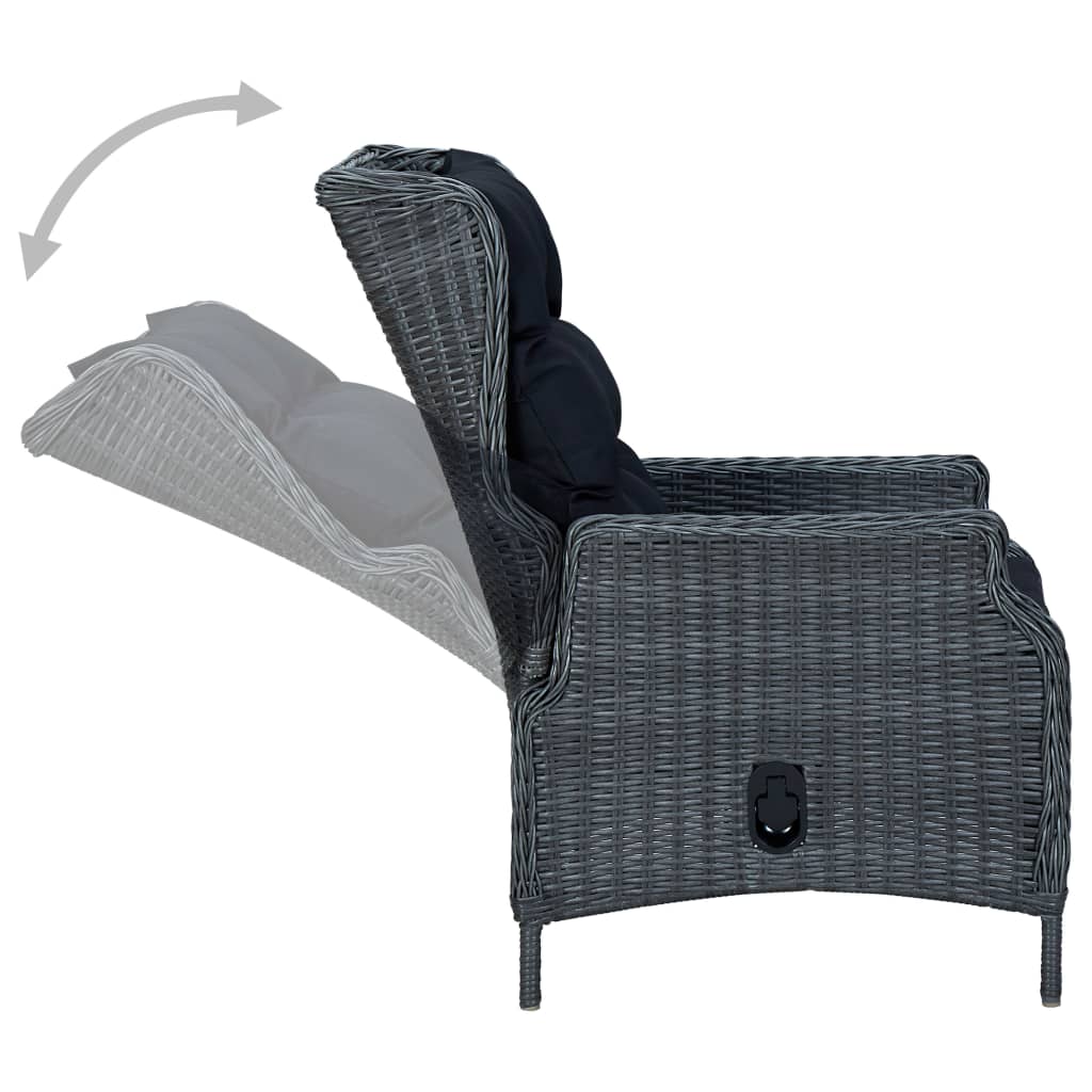 7-dijelni vrtni blagovaonski set tamnosivi