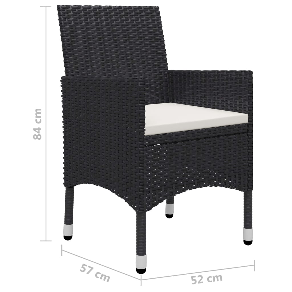 7-dijelni vrtni blagovaonski set crni