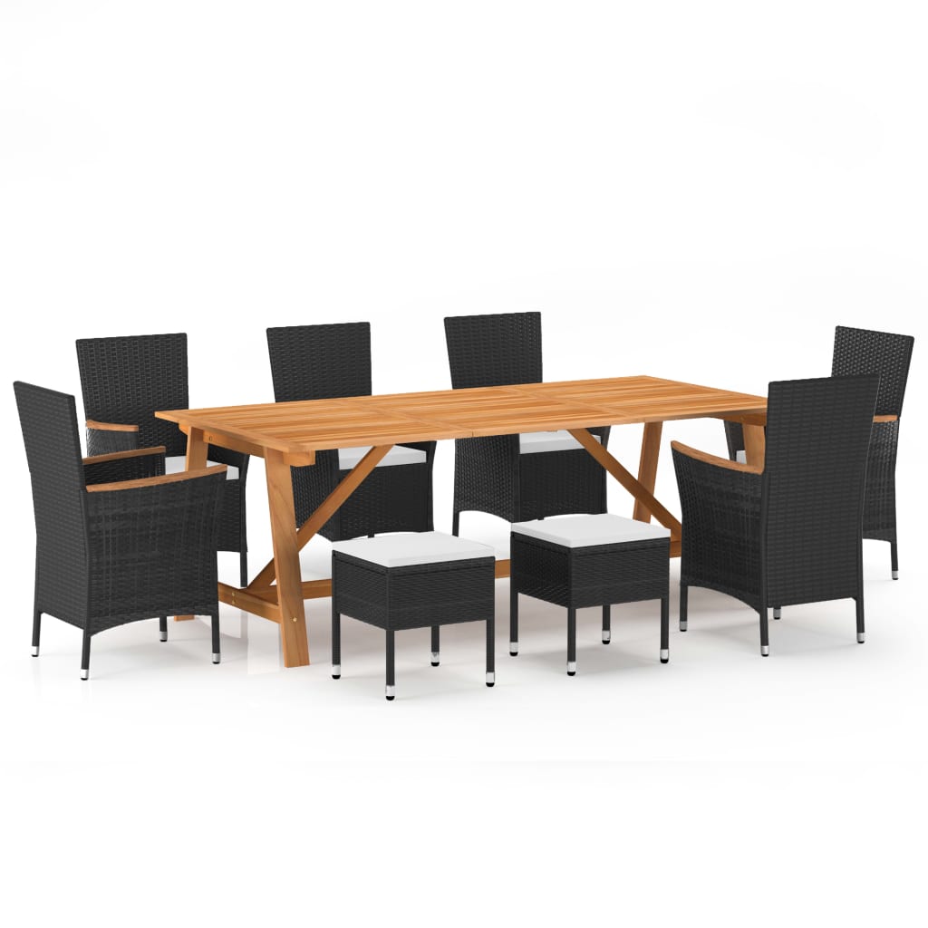 9-dijelni vrtni blagovaonski set crni