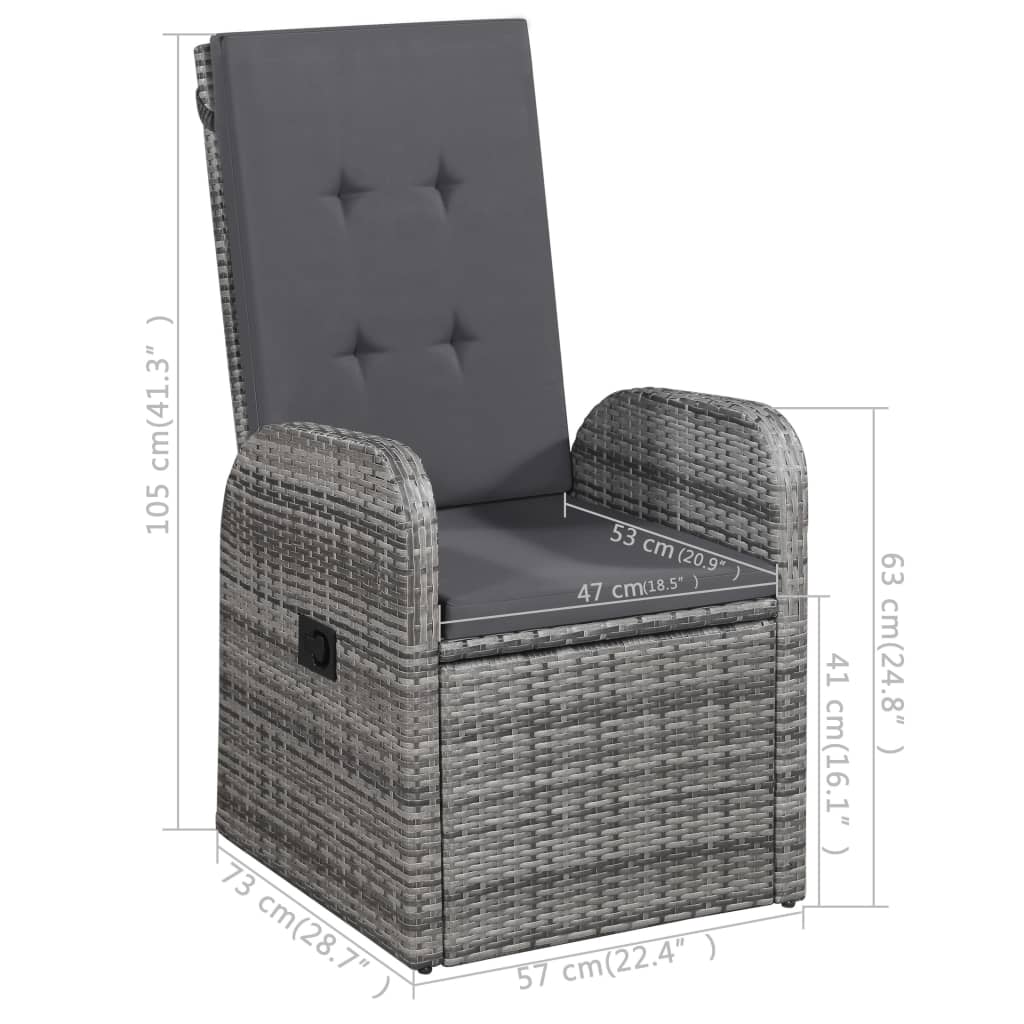 7-dijelni vrtni blagovaonski set sivi