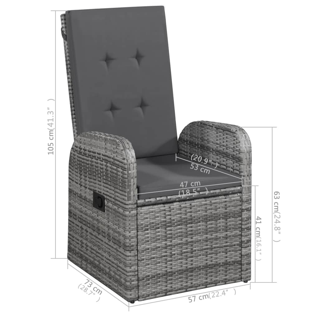 7-dijelni vrtni blagovaonski set sivi