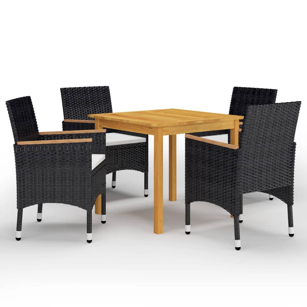 5-dijelni vrtni blagovaonski set crni