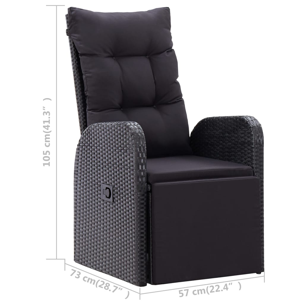 5-dijelni vrtni blagovaonski set crni
