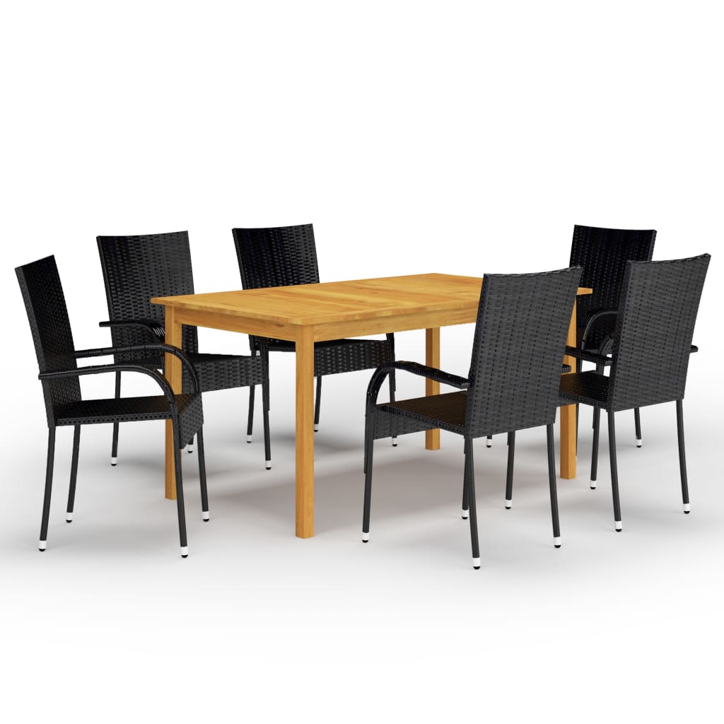7-dijelni vrtni blagovaonski set crni
