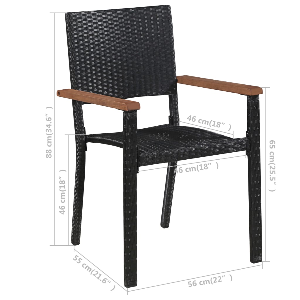 5-dijelni vrtni blagovaonski set crni