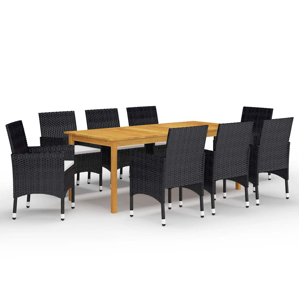 9-dijelni vrtni blagovaonski set crni