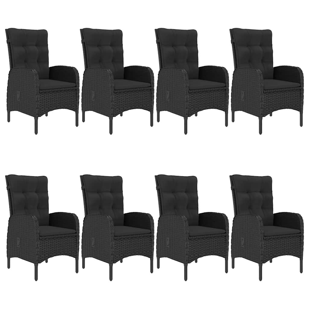 9-dijelni vrtni blagovaonski set crni