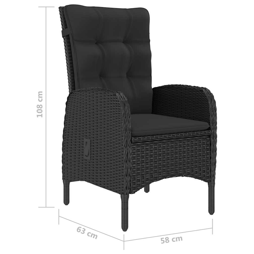 9-dijelni vrtni blagovaonski set crni