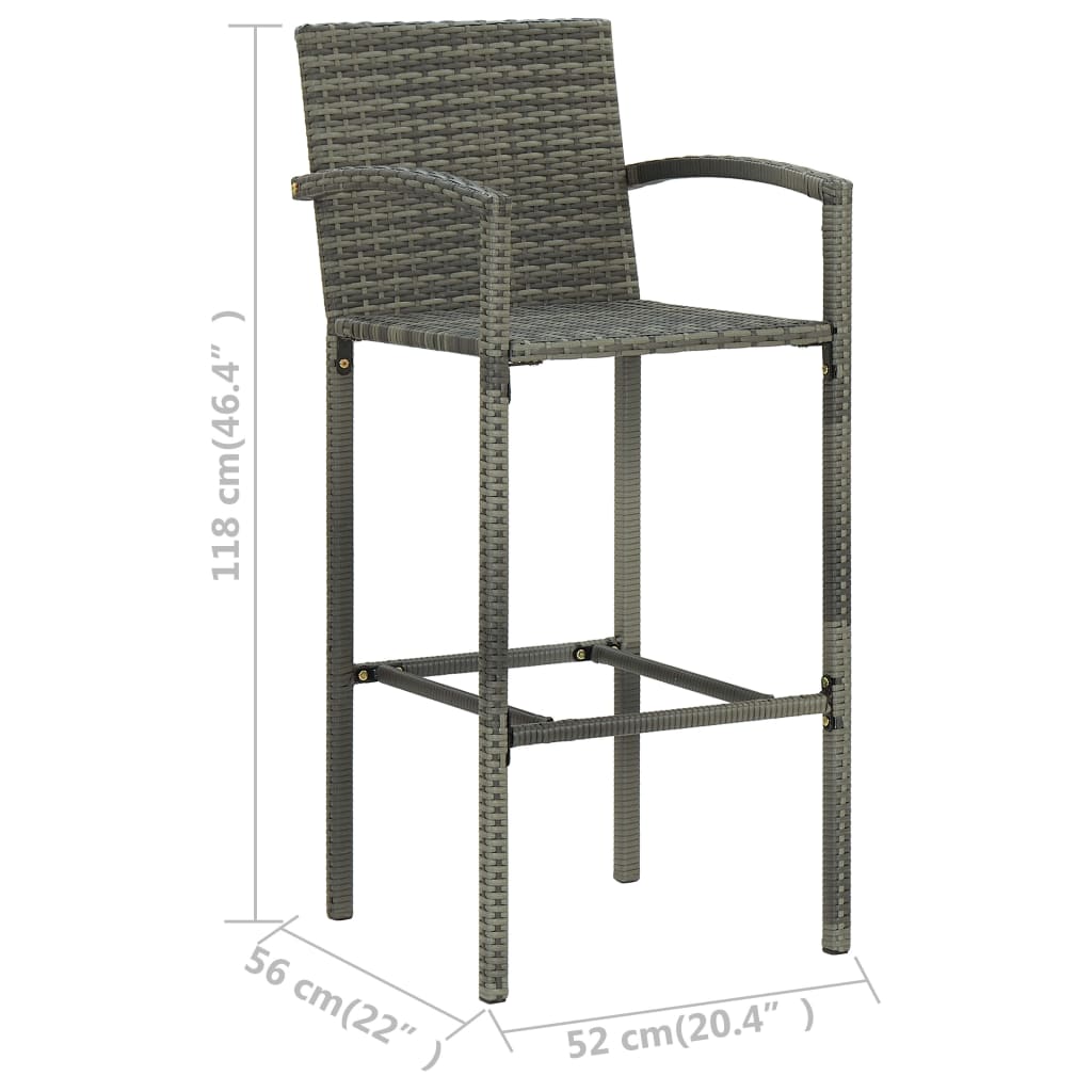 7-dijelni vrtni barski set sivi