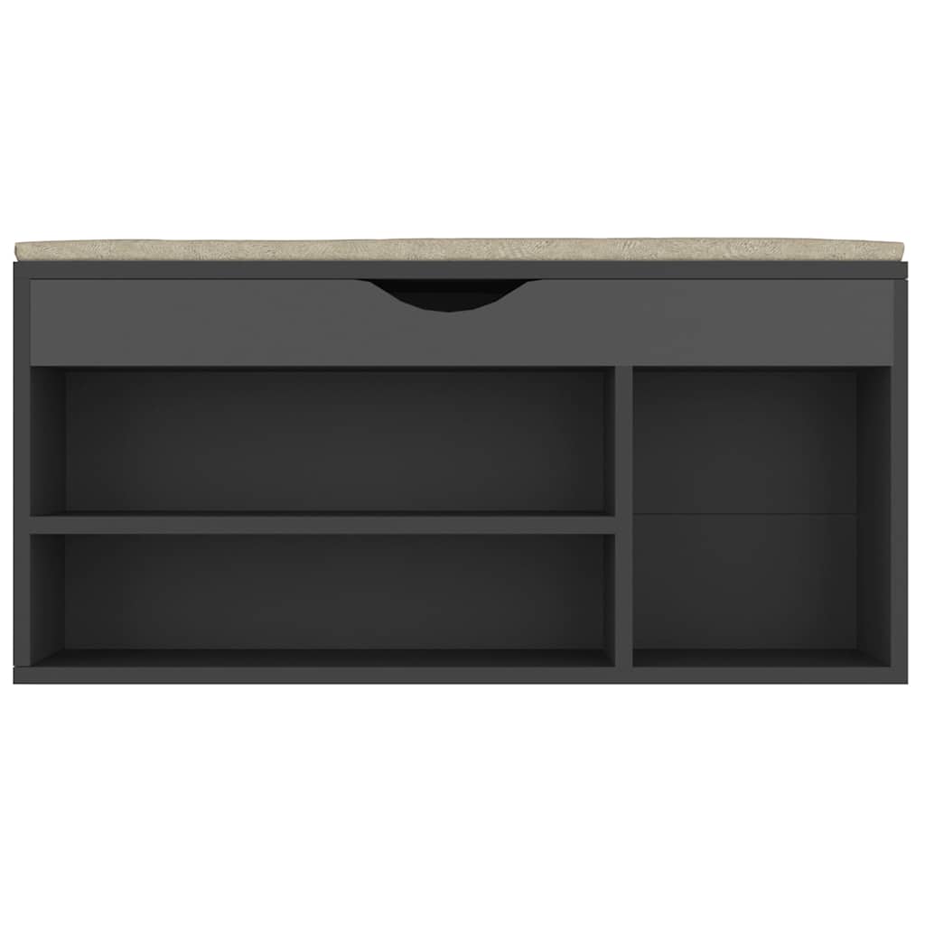 Klupa za cipele s jastukom siva 104x30x49 cm konstruirano drvo