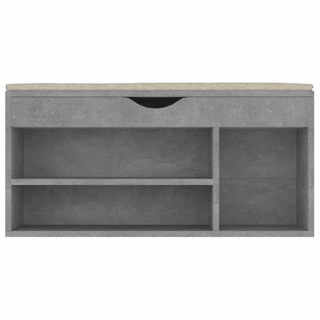 Klupa za cipele s jastukom boja betona 104 x 30 x 49 cm drvena