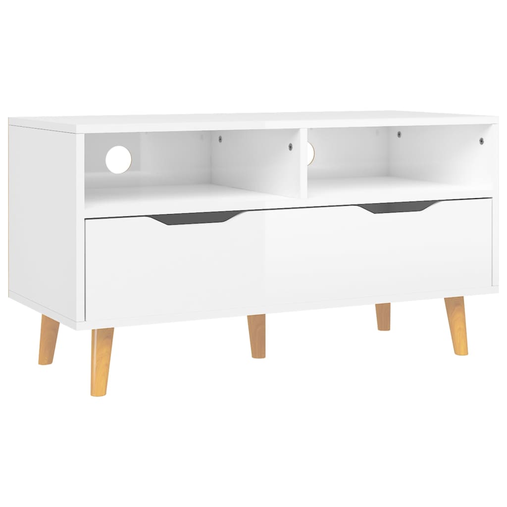 TV ormarić visoki sjaj bijeli 90x40x48,5 cm konstruirano drvo