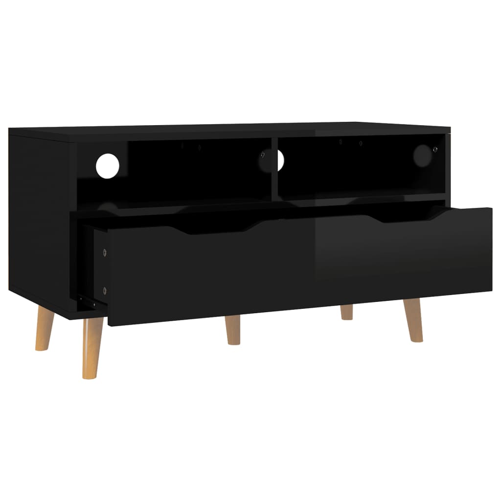 TV ormarić visoki sjaj crni 90 x 40 x 48,5 cm konstruirano drvo
