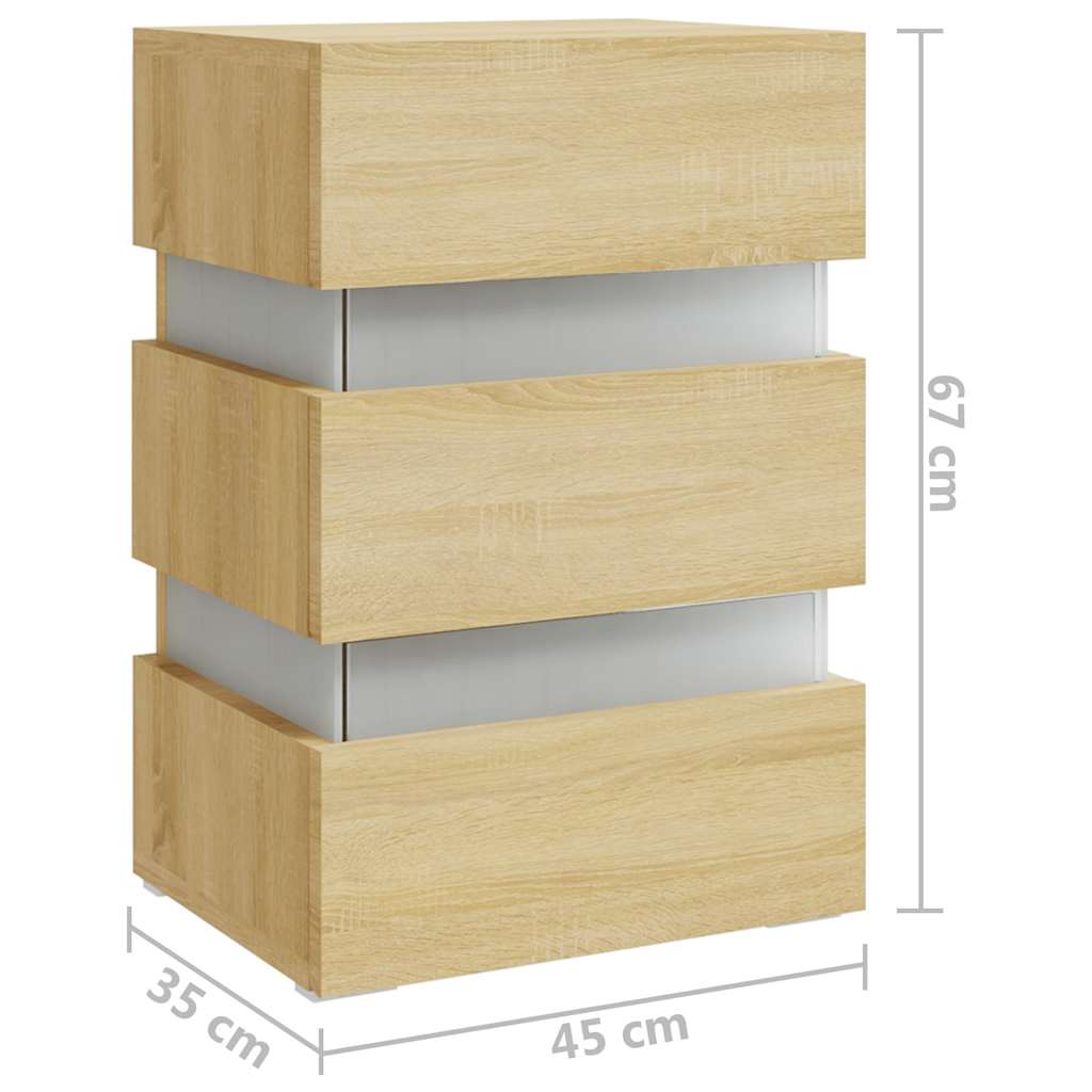 LED noćni ormarić boja hrasta 45 x 35 x 67 konstruirano drvo