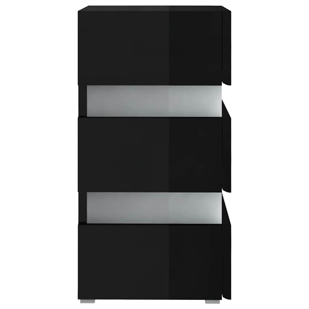 LED noćni ormarić sjajni crni 45 x 35 x 67 cm konstruirano drvo
