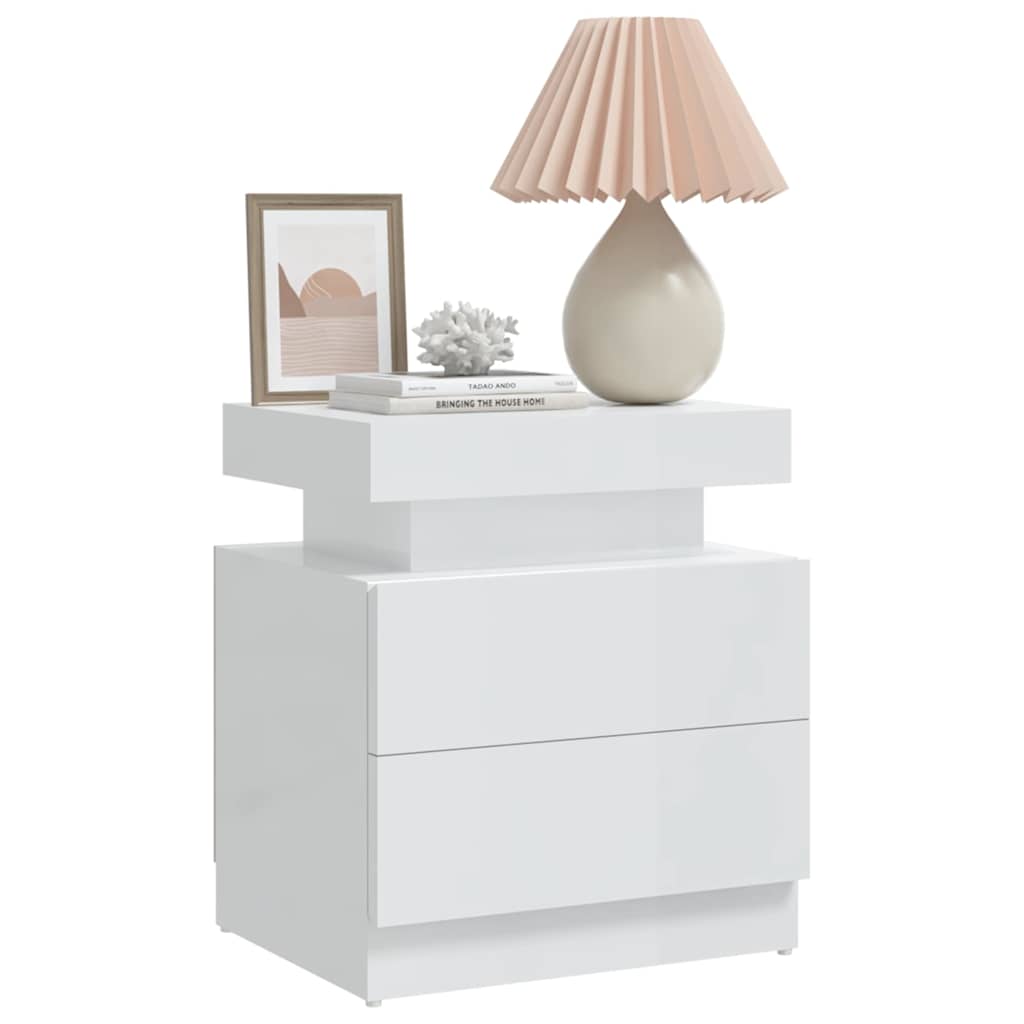 Noćni ormarić sjajni bijeli 45x35x52 cm od konstruiranog drva