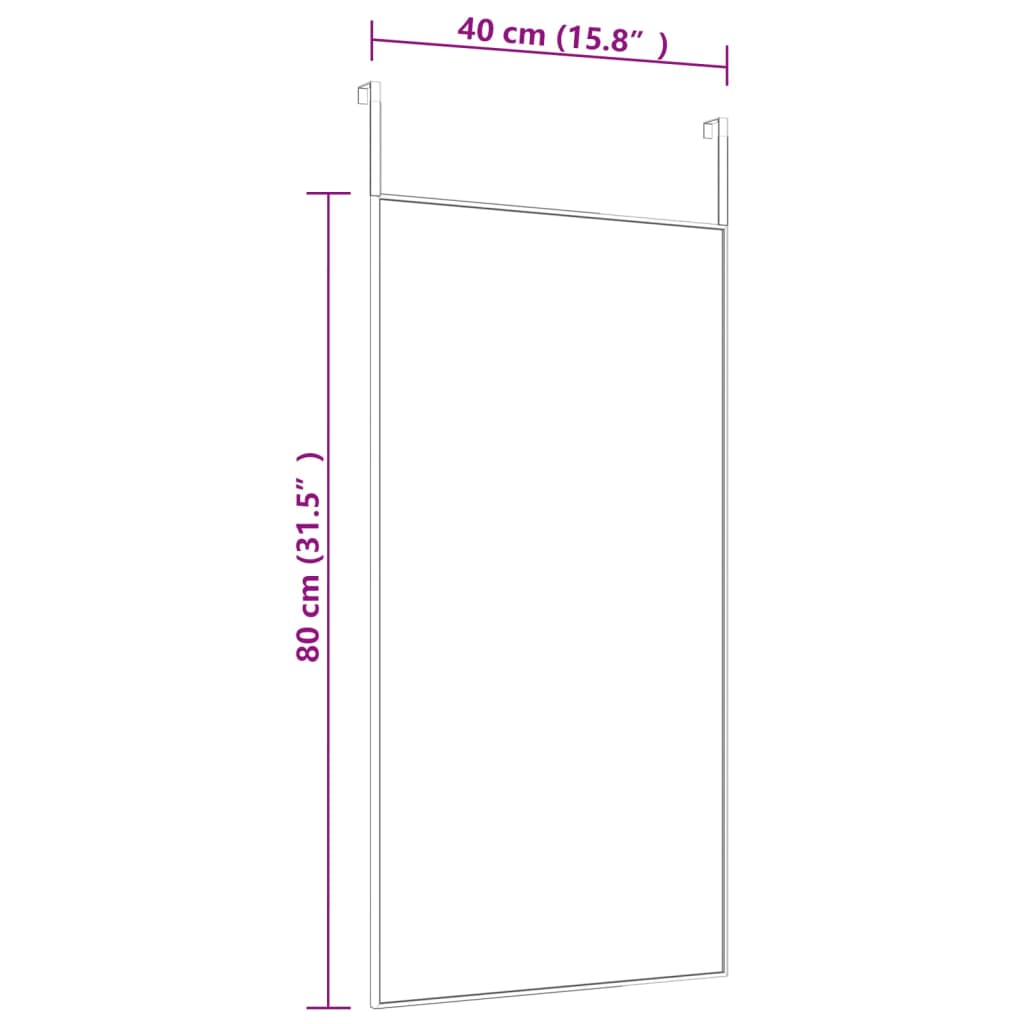 Ogledalo za vrata zlatno 40x80 cm od stakla i aluminija