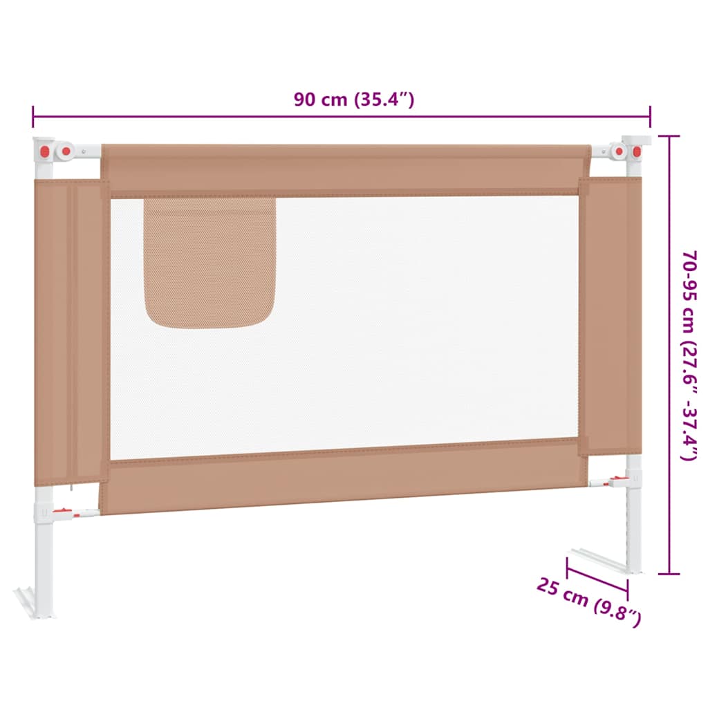Sigurnosna ograda za dječji krevet smeđe-siva 90x25 cm tkanina