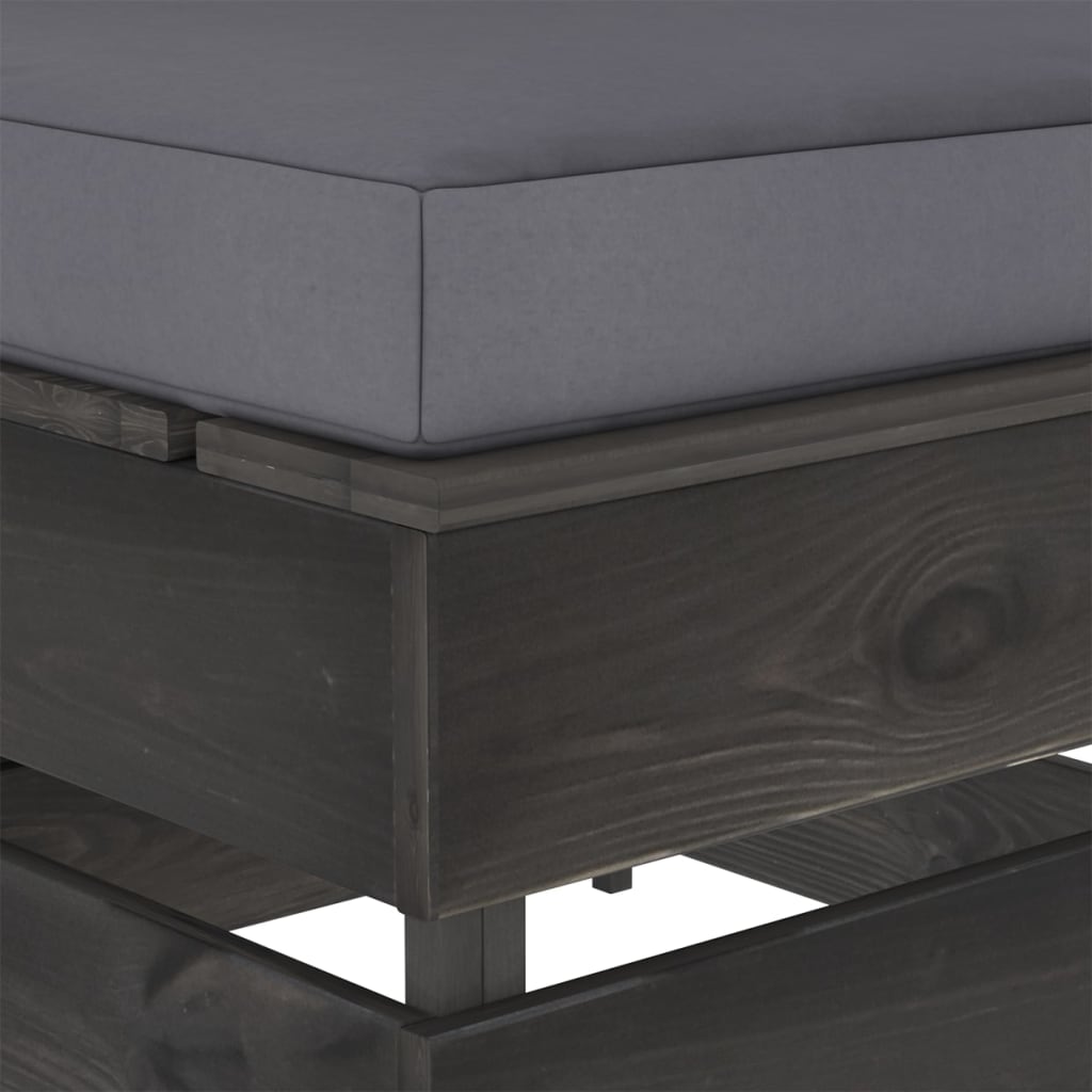 Modularna srednja sofa s jastucima od sivo impregniranog drva
