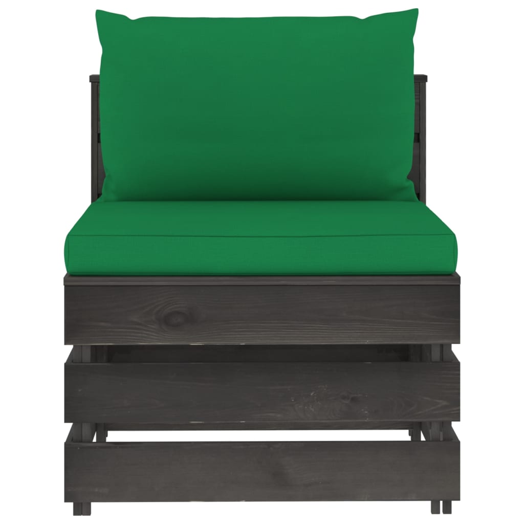Modularna srednja sofa s jastucima od sivo impregniranog drva