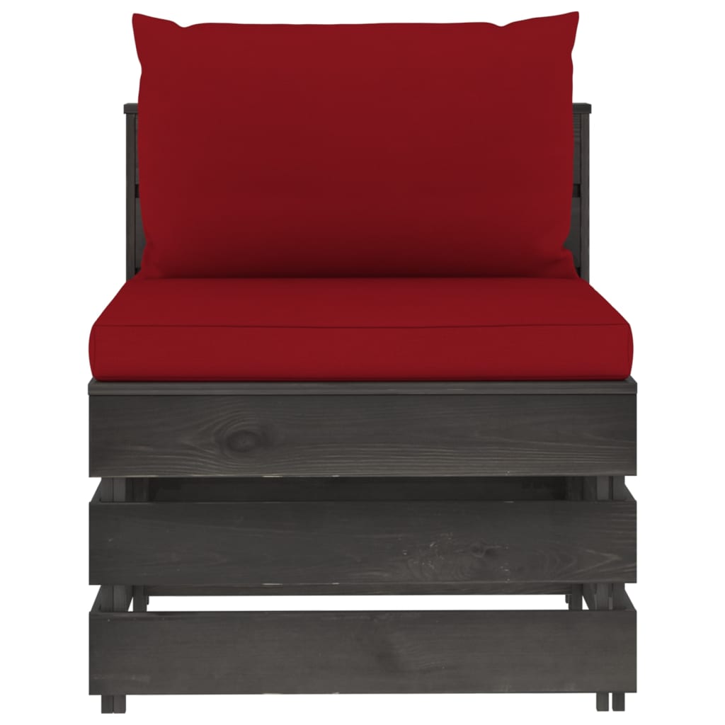 Modularna srednja sofa s jastucima od sivo impregniranog drva