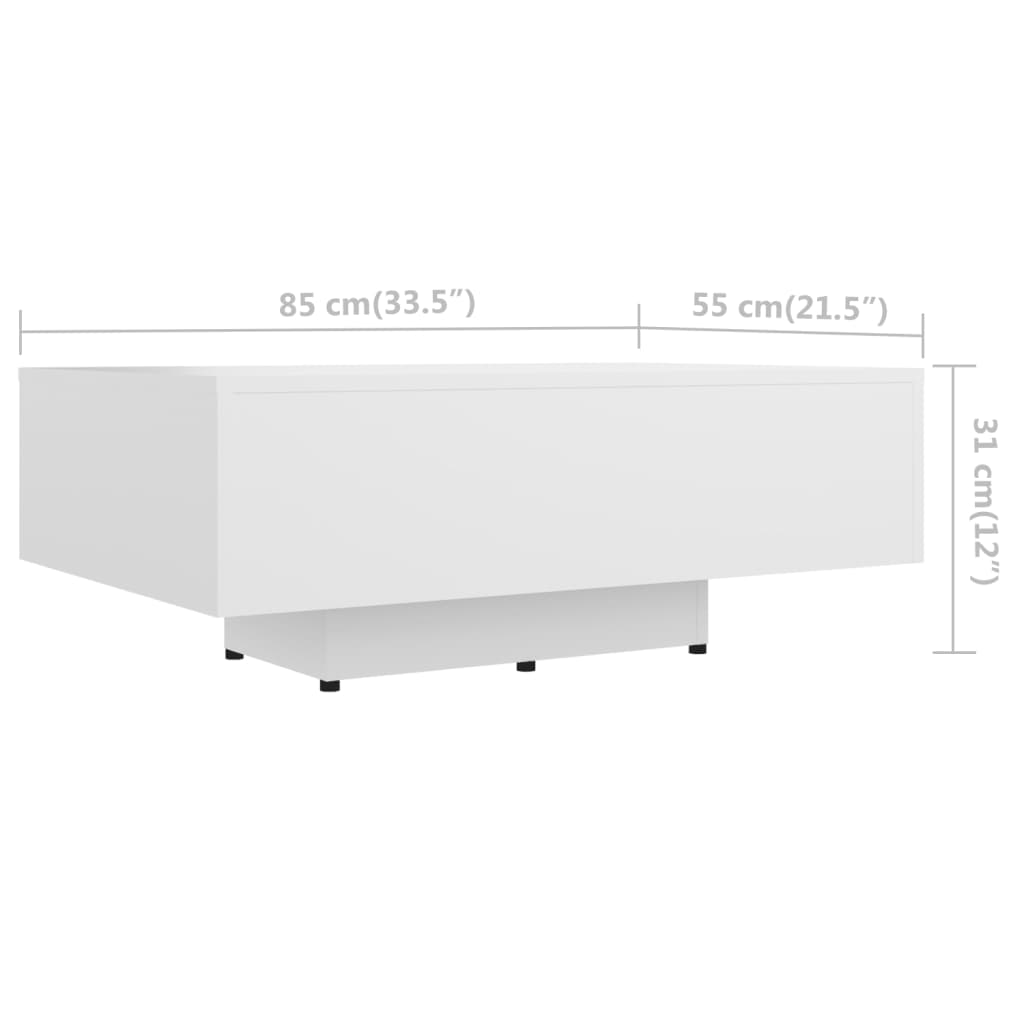 Stolić za kavu bijeli 85 x 55 x 31 cm od konstruiranog drva