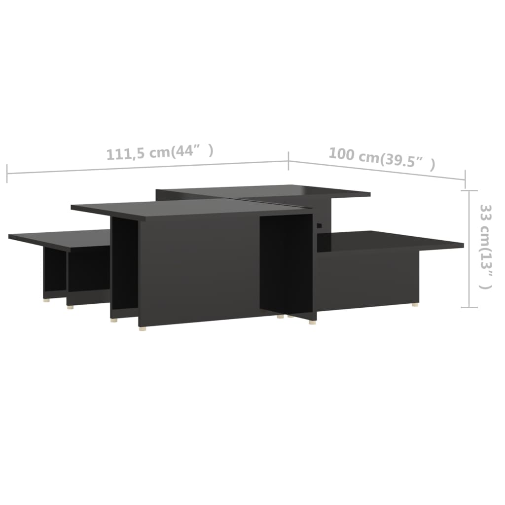 Stolići za kavu 2 kom sjajni crni 111,5x50x33 konstruirano drvo