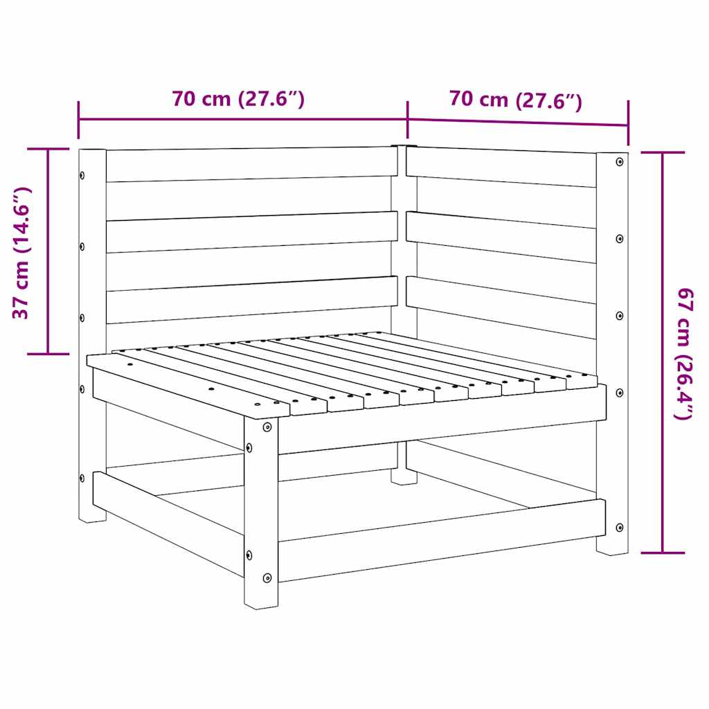 Kutna vrtna sofa bijela od masivne borovine