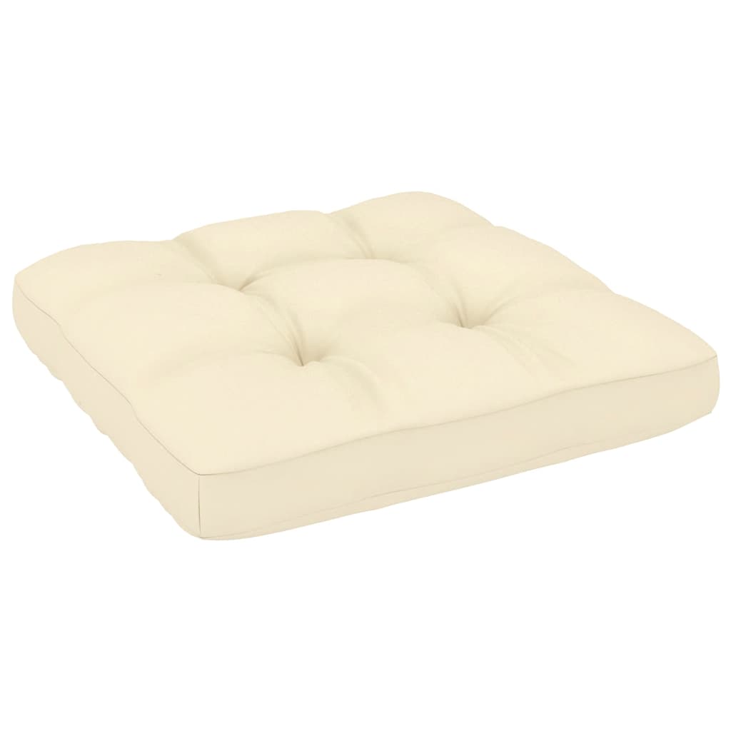 Kutna vrtna sofa s krem jastucima od masivne borovine