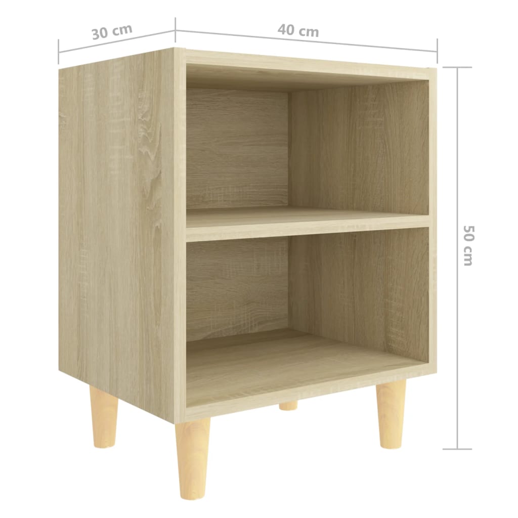 Noćni ormarići s drvenim nogama 2 kom boja hrasta 40x30x50 cm