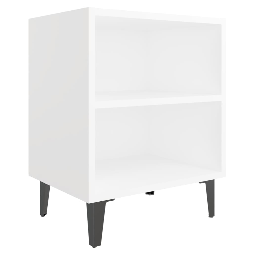 Noćni ormarići s metalnim nogama 2 kom bijeli 40 x 30 x 50 cm