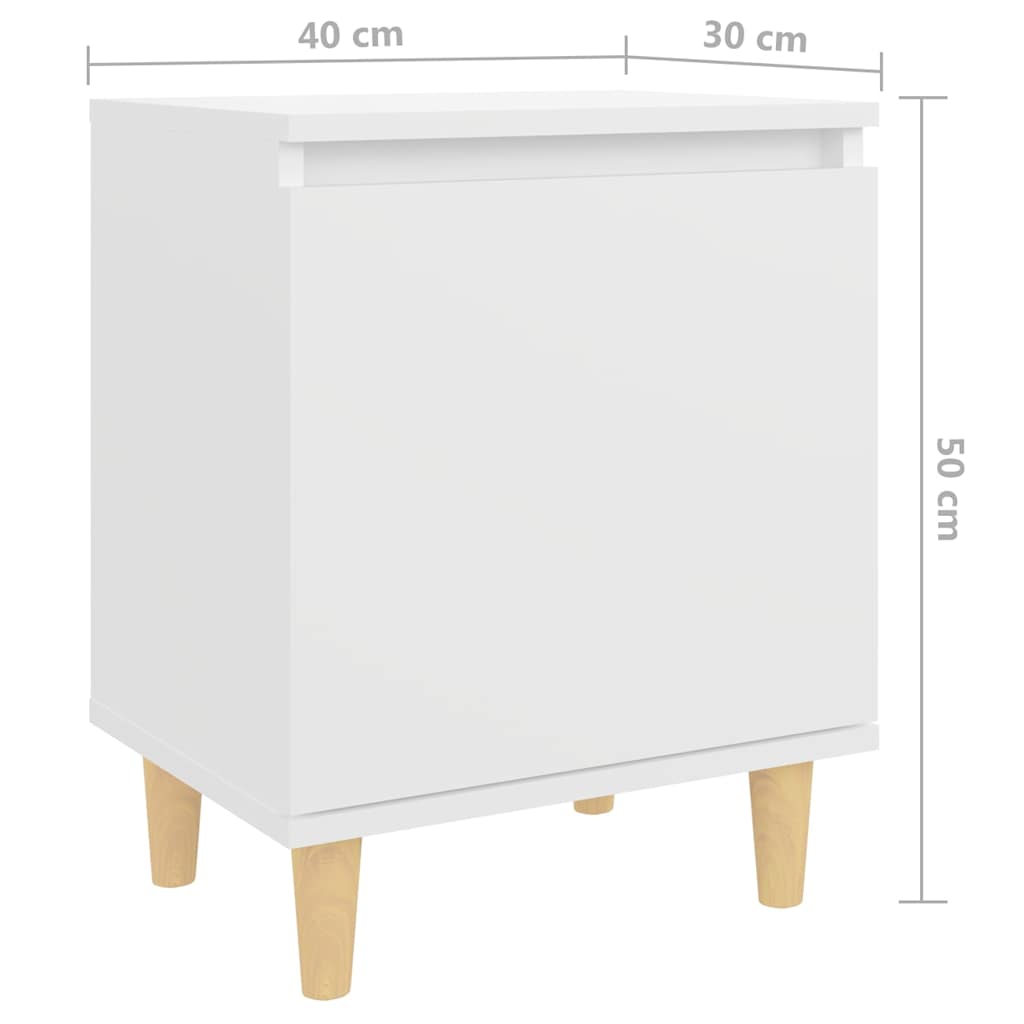 Noćni ormarići s drvenim nogama 2 kom bijeli 40 x 30 x 50 cm