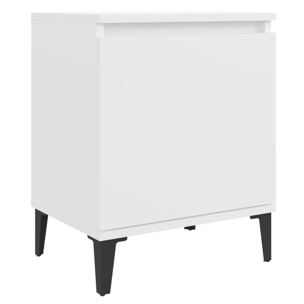 Noćni ormarići s metalnim nogama bijeli 40 x 30 x 50 cm