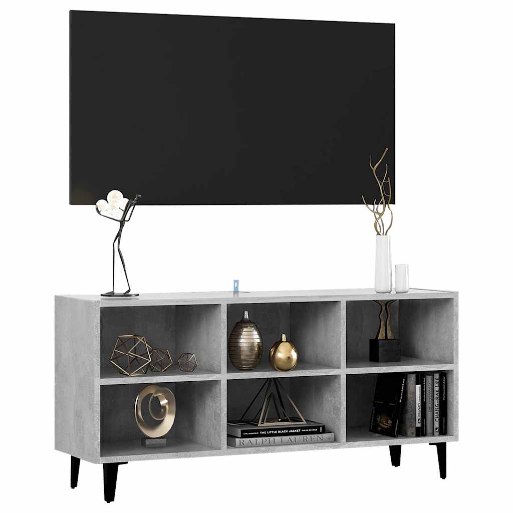 TV ormarić s metalnim nogama siva boja betona 103,5x30x50 cm