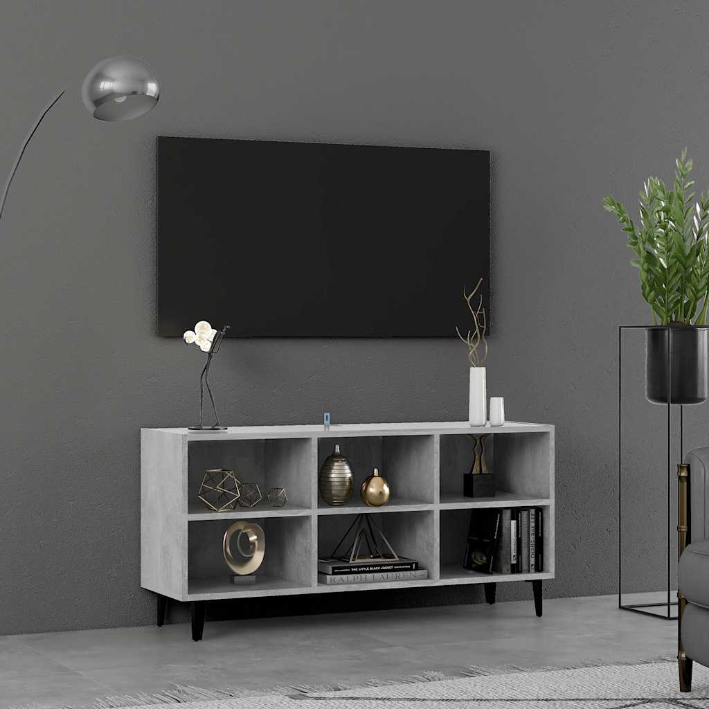 TV ormarić s metalnim nogama siva boja betona 103,5x30x50 cm