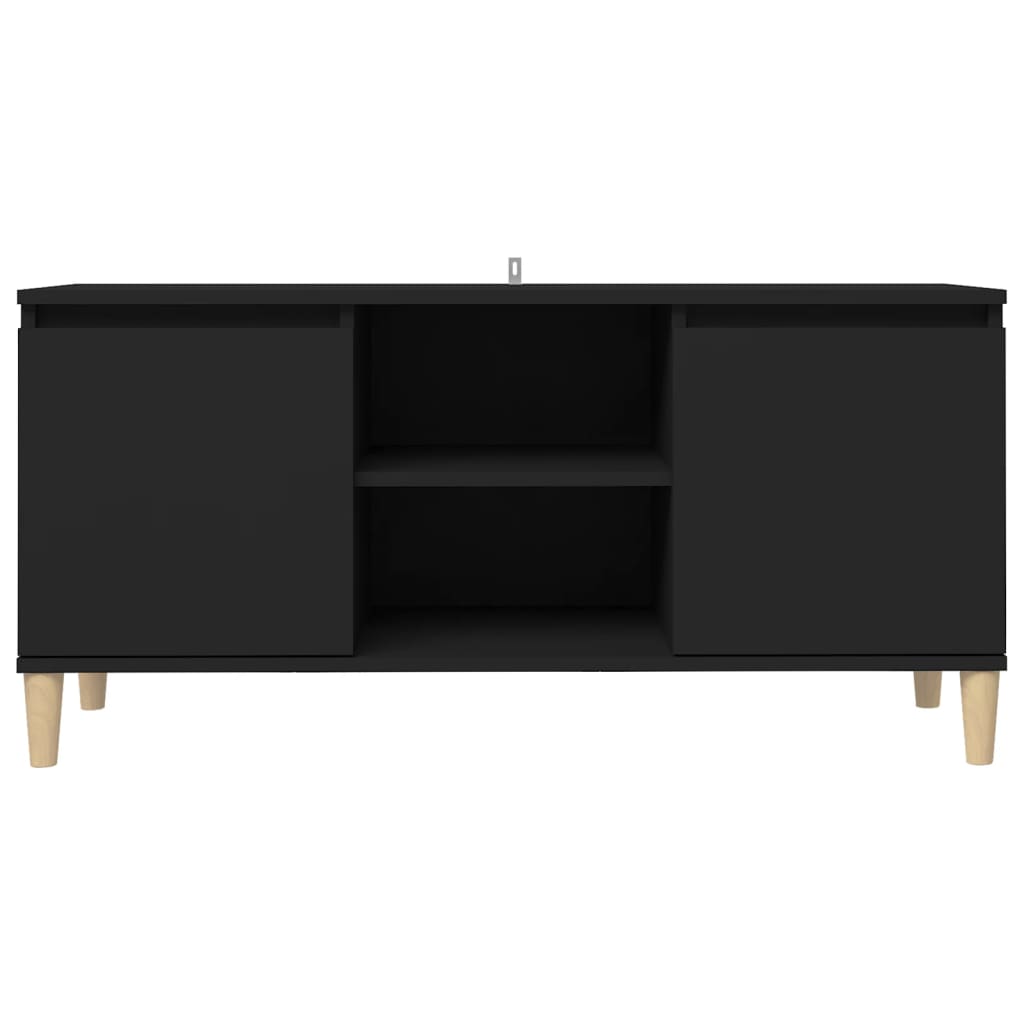 TV ormarić s nogama od masivnog drva crni 103,5 x 35 x 50 cm