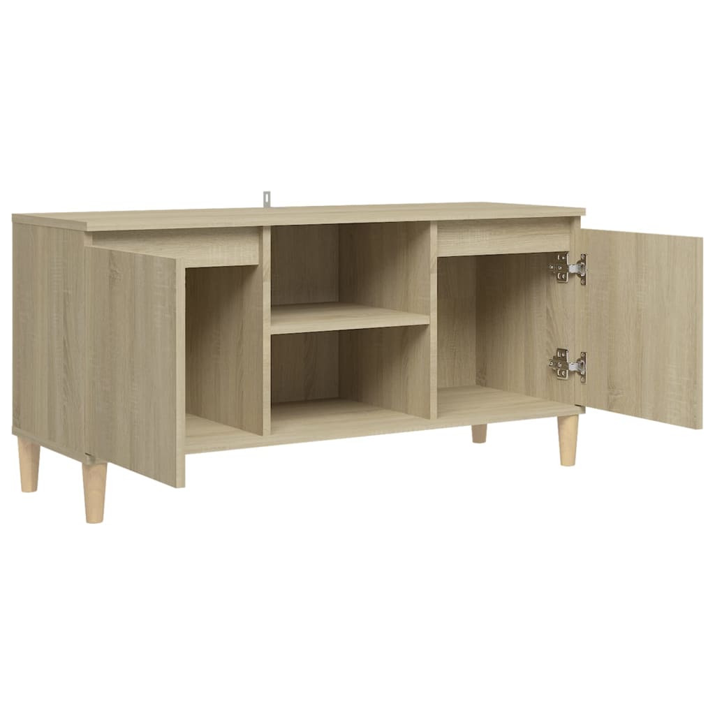 TV ormarić s nogama od masivnog drva boja hrasta 103,5x35x50 cm