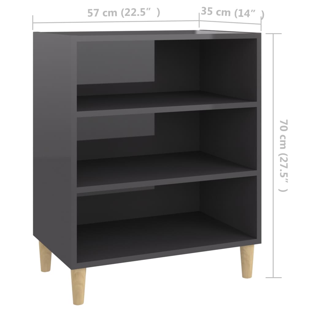 Komoda visoki sjaj siva 57 x 35 x 70 cm od konstruiranog drva